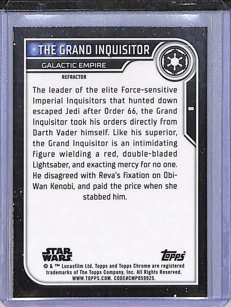 2023 Topps Chrome Star Wars #8 The Grand Inquisitor NM-MT - Star Wars Card Single
