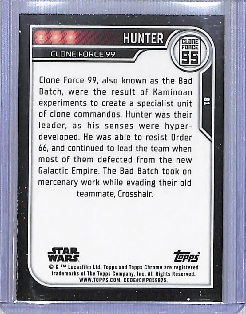 2023 Topps Chrome Star Wars #81 Dee Bradley Baker as Hunter NM-MT NonSport Card - Star Wars Card Single