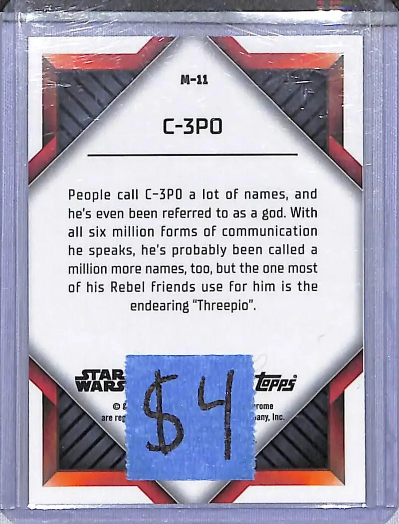 2023 Topps Chrome Star Wars Monikers #M-11 C-3PO ’Threepio’ NM-MT - Star Wars Card Single
