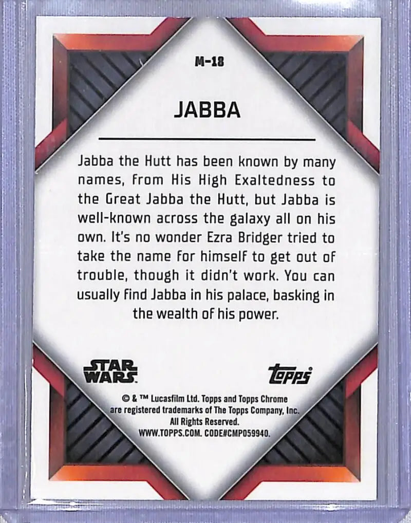 2023 Topps Chrome Star Wars Monikers #M-18 Jabba The Hutt ’Jabba’ NM-MT