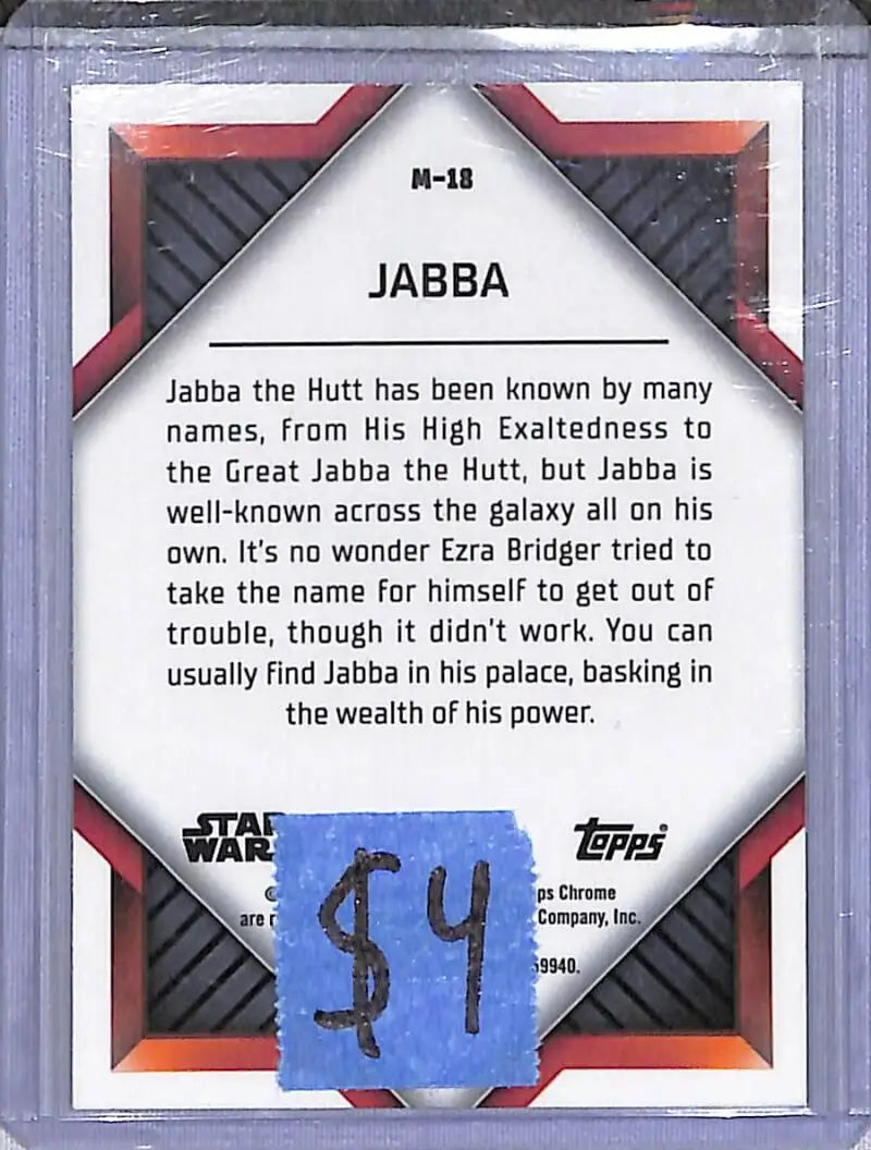2023 Topps Chrome Star Wars Monikers #M-18 Jabba The Hutt ’Jabba’ NM-MT - Star Wars Card Single
