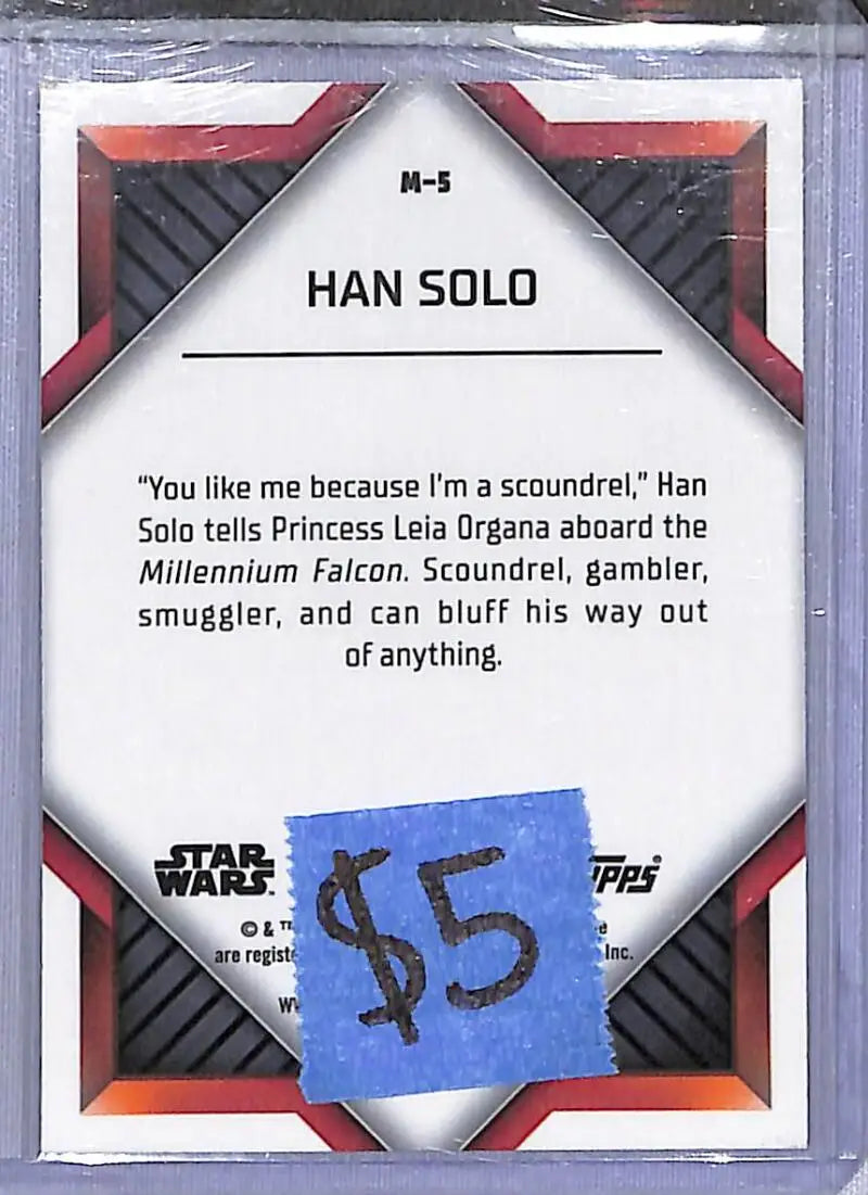 2023 Topps Chrome Star Wars Monikers #M-5 Han Solo ’Scoundrel’ NM-MT - Star Wars Card Single