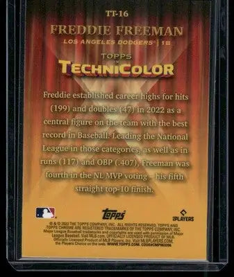 2023 Topps Chrome TechniColor Freddie Freeman #TT-16 Baseball - Baseball Card Single
