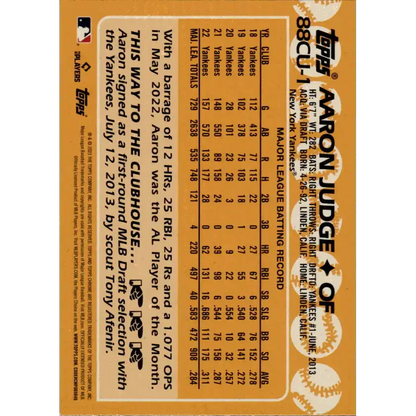 2023 Topps Chrome Update 1988 Baseball Refractor #88CU-1 Aaron Judge NM-MT New York Yankees Baseball Card