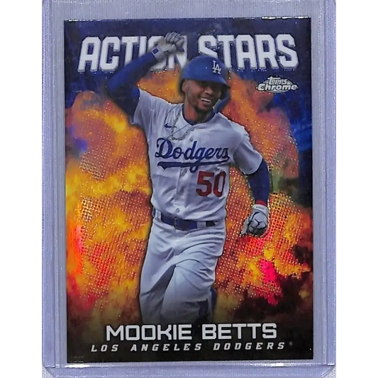 2023 Topps Chrome Update Action Stars Refractor #ASC-23 Mookie Betts NM-MT Los Angeles Dodgers Baseball Card - Baseball