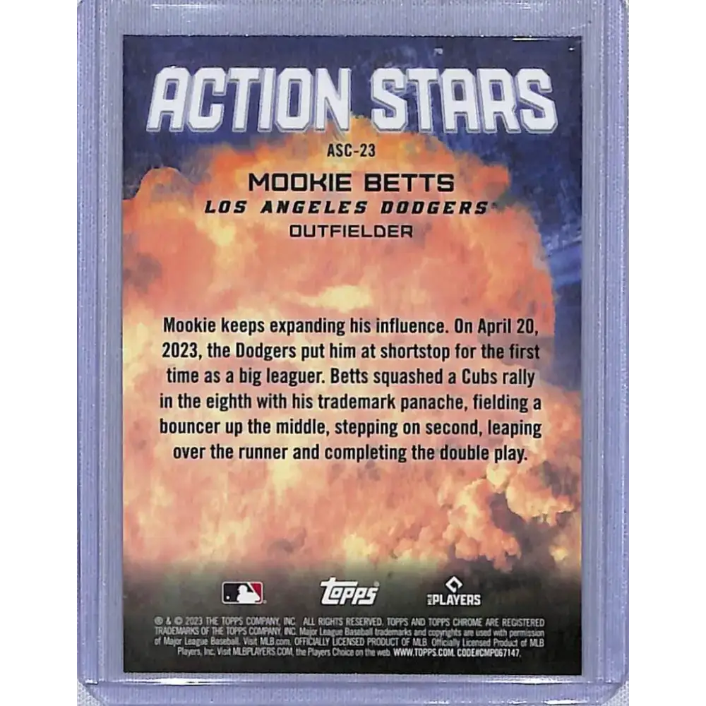 2023 Topps Chrome Update Action Stars Refractor #ASC-23 Mookie Betts NM-MT Los Angeles Dodgers Baseball Card - Baseball