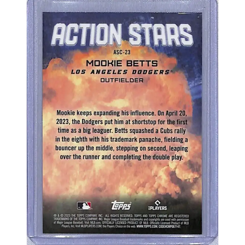 2023 Topps Chrome Update Action Stars Refractor #ASC-23 Mookie Betts NM-MT Los Angeles Dodgers Baseball Card - Baseball