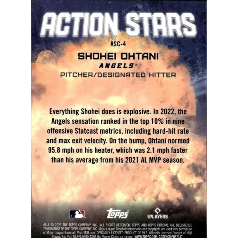 2023 Topps Chrome Update Action Stars Refractor #ASC-4 Shohei Ohtani NM-MT Los Angeles Angels Baseball Card