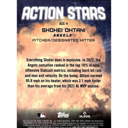 2023 Topps Chrome Update Action Stars Refractor #ASC-4 Shohei Ohtani NM-MT Los Angeles Angels Baseball Card