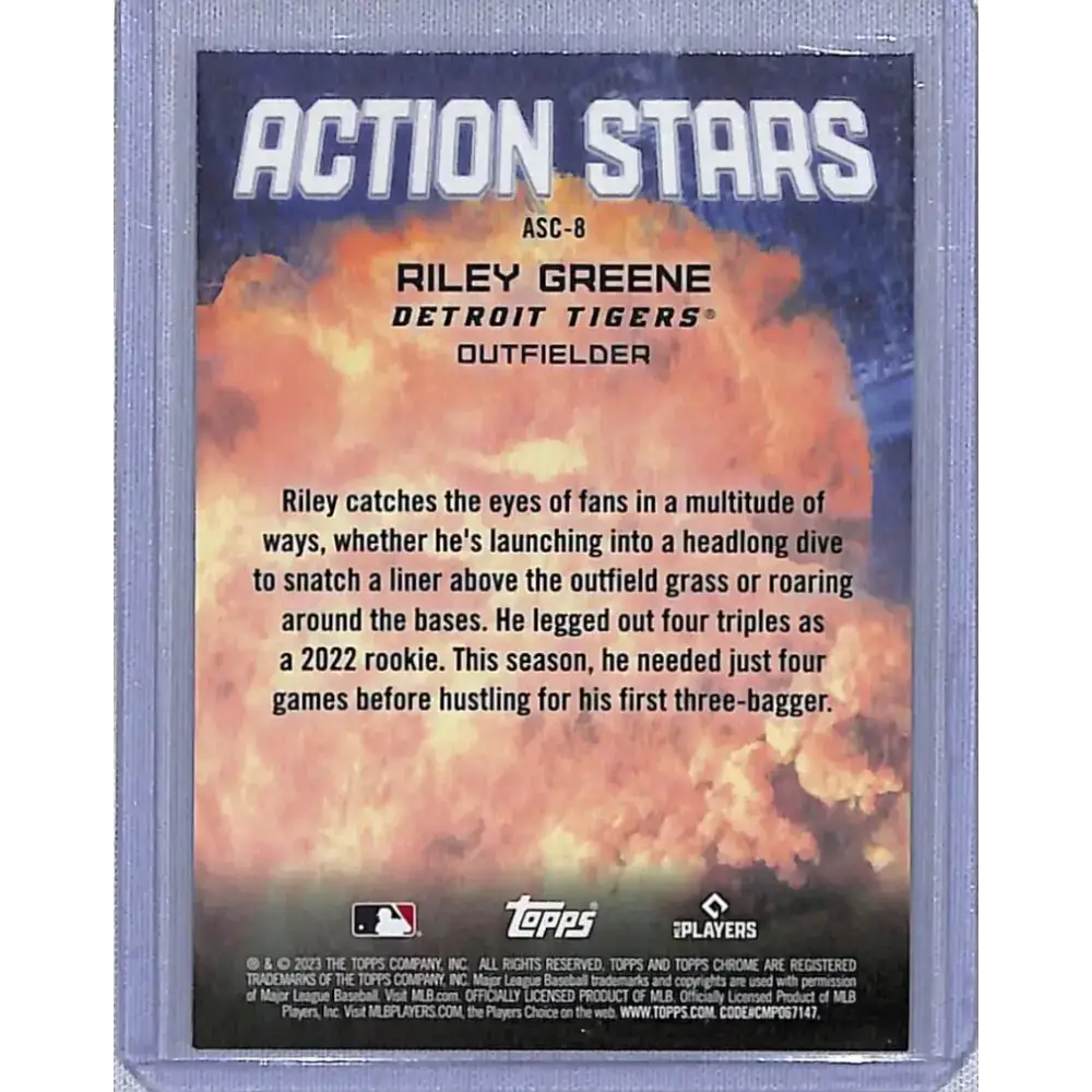 2023 Topps Chrome Update Action Stars Refractor #ASC-8 Riley Greene NM-MT Detroit Tigers Baseball Card - Baseball Card