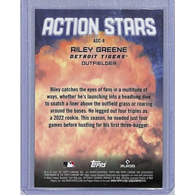 2023 Topps Chrome Update Action Stars Refractor #ASC-8 Riley Greene NM-MT Detroit Tigers Baseball Card - Baseball Card