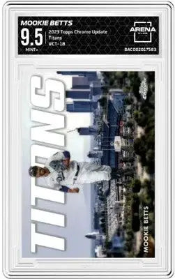 Graded 2023 Topps Chrome Update Mookie Betts baseball card in Titans Arena Club 9.5