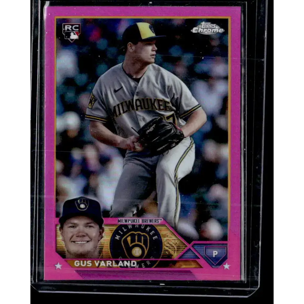 2023 Topps Chrome Update Refractor Pink #USC173 Gus Varland NM-MT RC Rookie Milwaukee Brewers Baseball Card - Baseball
