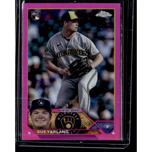 2023 Topps Chrome Update Refractor Pink #USC173 Gus Varland NM-MT RC Rookie Milwaukee Brewers Baseball Card - Baseball