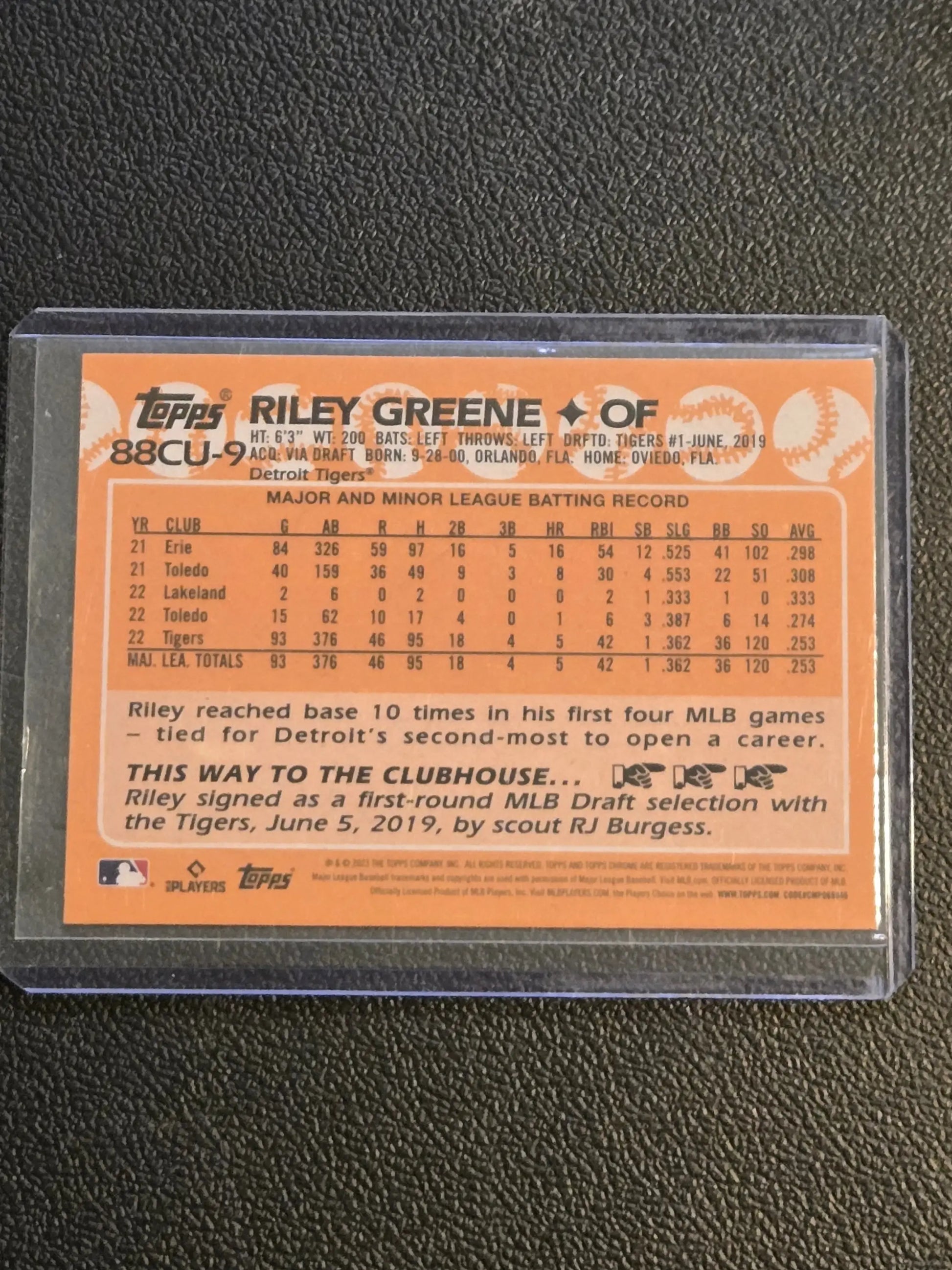 2023 Topps Chrome Update Riley Greene 1988 Topps Baseball 35th Anniversary - Baseball Card Single