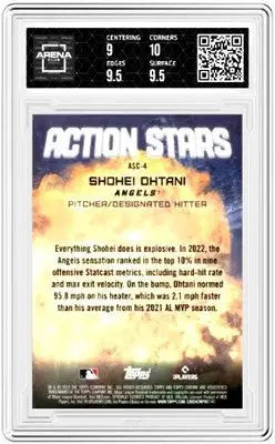Graded 2023 Topps Chrome Update Shohei Ohtani baseball card with Action Stars design AC 9.5