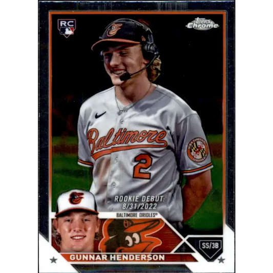 2023 Topps Chrome Update #USC208 Gunnar Henderson NM-MT Baltimore Orioles Baseball Card - Baseball Card Single