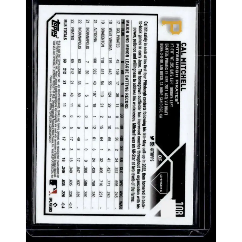 2023 Topps Chrome X-Fractor #108 Cal Mitchell NM-MT RC Rookie Pittsburgh Pirates Baseball Card - Baseball Card Single