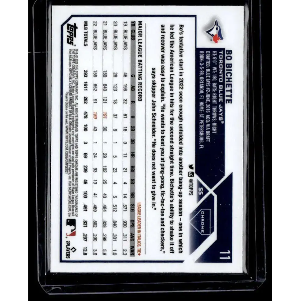 2023 Topps Chrome X-Fractor #11 Bo Bichette NM-MT Toronto Blue Jays Baseball Card - Baseball Card Single