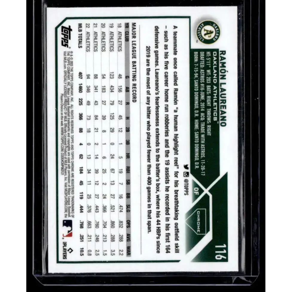 2023 Topps Chrome X-Fractor #116 Ramon Laureano NM-MT Oakland Athletics Baseball Card - Baseball Card Single