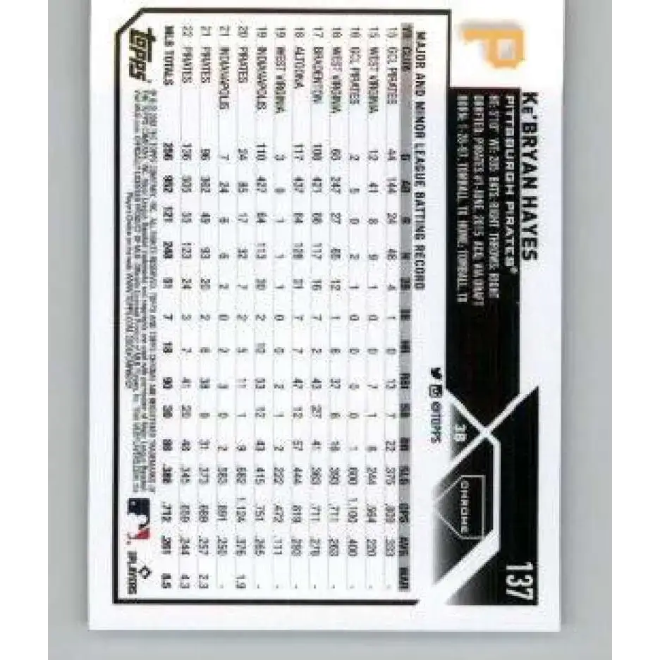 2023 Topps Chrome X-Fractor #137 Ke’Bryan Hayes NM-MT Pittsburgh Pirates Baseball Card - Baseball Card Single