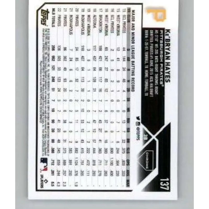 2023 Topps Chrome X-Fractor #137 Ke’Bryan Hayes NM-MT Pittsburgh Pirates Baseball Card - Baseball Card Single