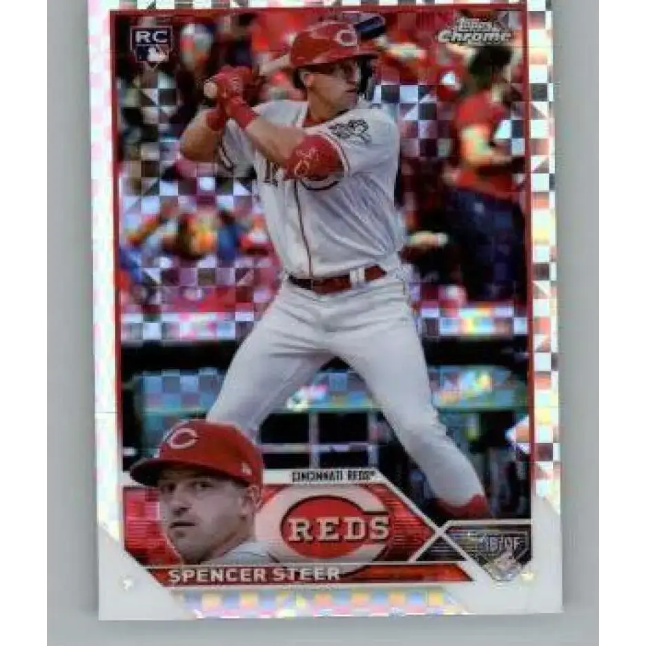 2023 Topps Chrome X-Fractor #146 Spencer Steer NM-MT RC Rookie Cincinnati Reds Baseball Card - Baseball Card Single