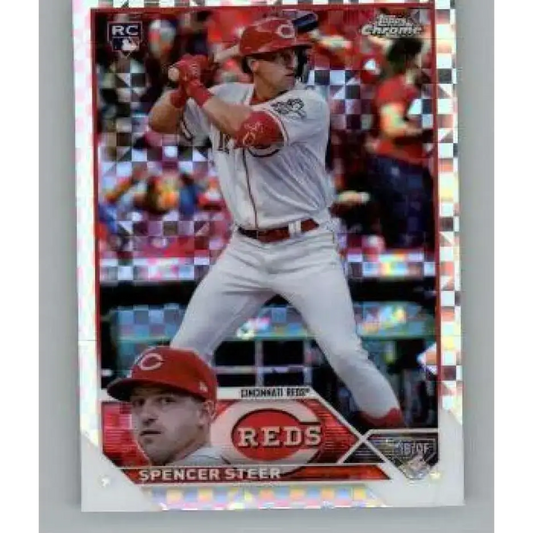 2023 Topps Chrome X-Fractor #146 Spencer Steer NM-MT RC Rookie Cincinnati Reds Baseball Card - Baseball Card Single