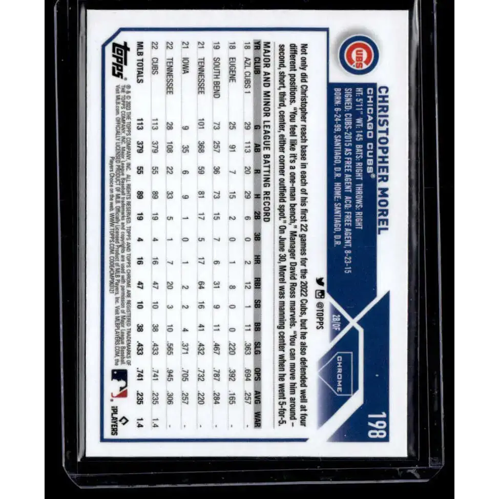 2023 Topps Chrome X-Fractor #198 Christopher Morel NM-MT RC Rookie Chicago Cubs Baseball Card - Baseball Card Single