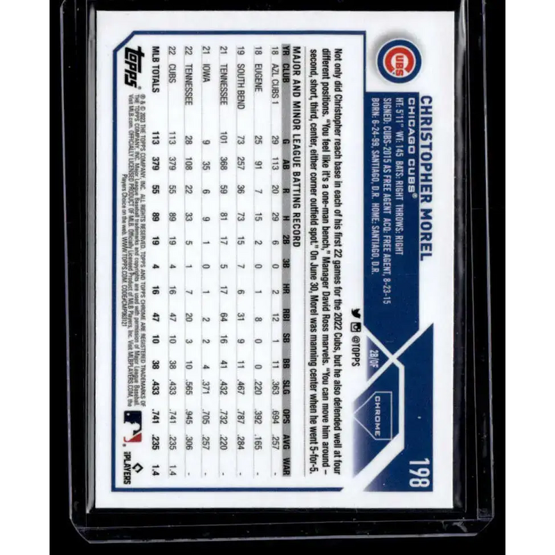 2023 Topps Chrome X-Fractor #198 Christopher Morel NM-MT RC Rookie Chicago Cubs Baseball Card - Baseball Card Single
