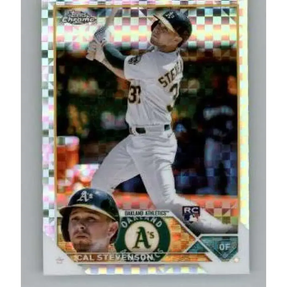 2023 Topps Chrome X-Fractor #199 Cal Stevenson NM-MT RC Rookie Oakland Athletics Baseball Card - Baseball Card Single