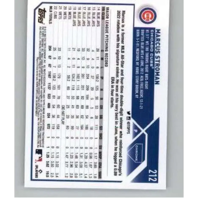 2023 Topps Chrome X-Fractor #212 Marcus Stroman NM-MT Chicago Cubs Baseball Card - Baseball Card Single