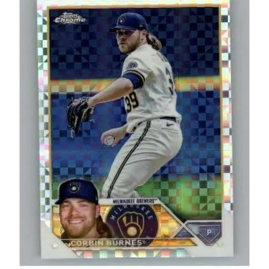 2023 Topps Chrome X-Fractor #214 Corbin Burnes NM-MT Milwaukee Brewers Baseball Card - Baseball Card Single