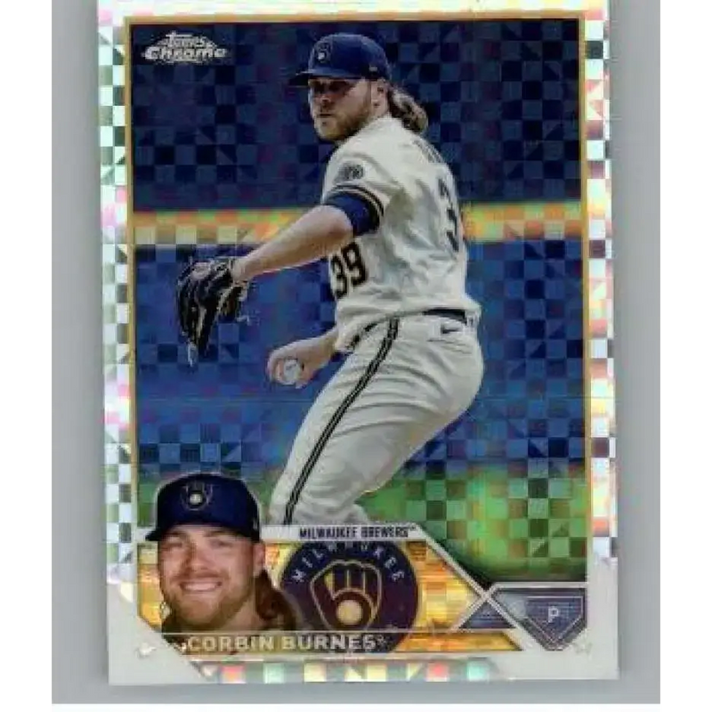 2023 Topps Chrome X-Fractor #214 Corbin Burnes NM-MT Milwaukee Brewers Baseball Card - Baseball Card Single