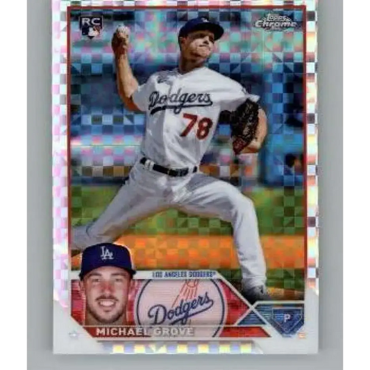 2023 Topps Chrome X-Fractor #22 Michael Grove NM-MT RC Rookie Los Angeles Dodgers Baseball Card - Baseball Card Single