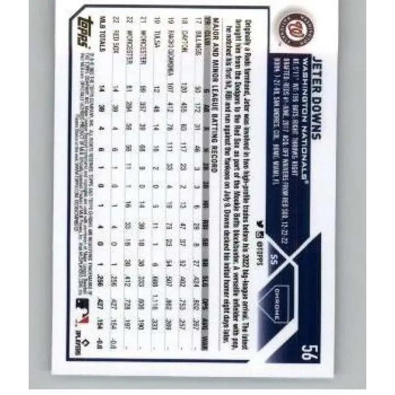 2023 Topps Chrome X-Fractor #56 Jeter Downs NM-MT RC Rookie Washington Nationals Baseball Card - Baseball Card Single