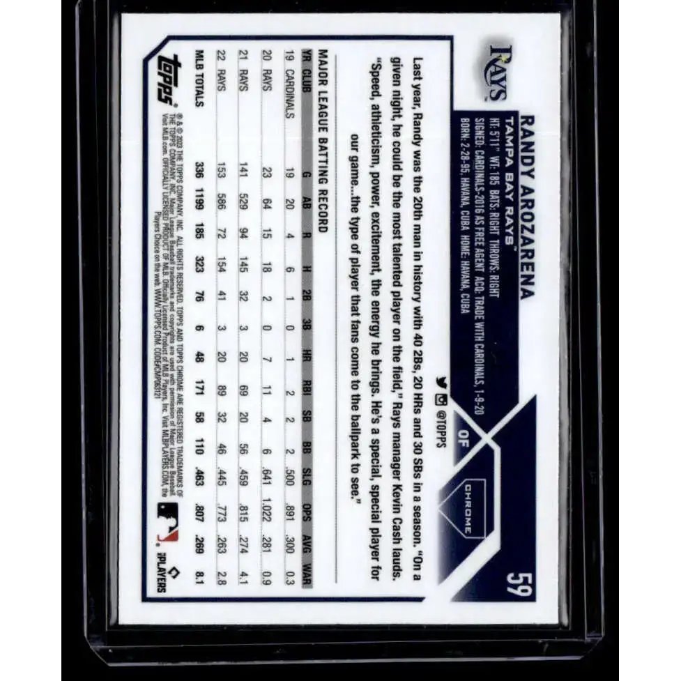2023 Topps Chrome X-Fractor #59 Randy Arozarena NM-MT Tampa Bay Rays Baseball Card - Baseball Card Single