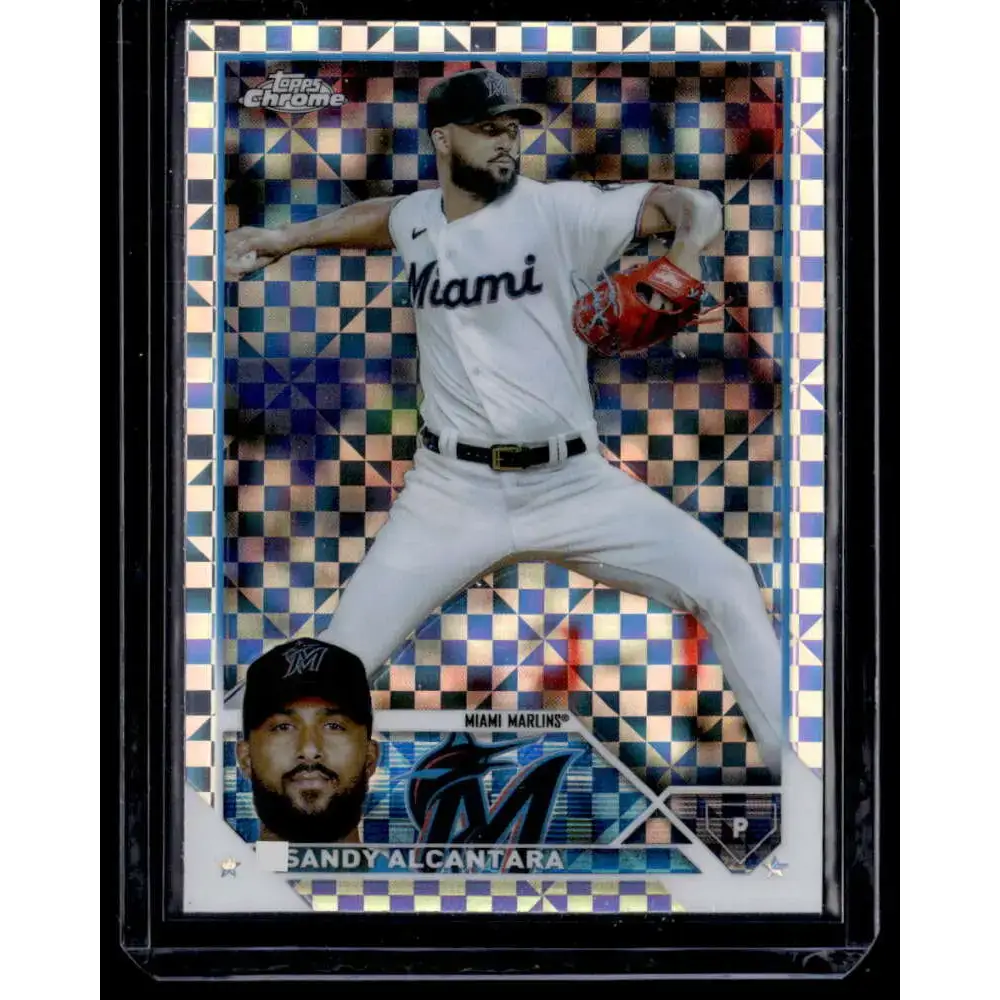 2023 Topps Chrome X-Fractor #74 Sandy Alcantara NM-MT Miami Marlins Baseball Card - Baseball Card Single