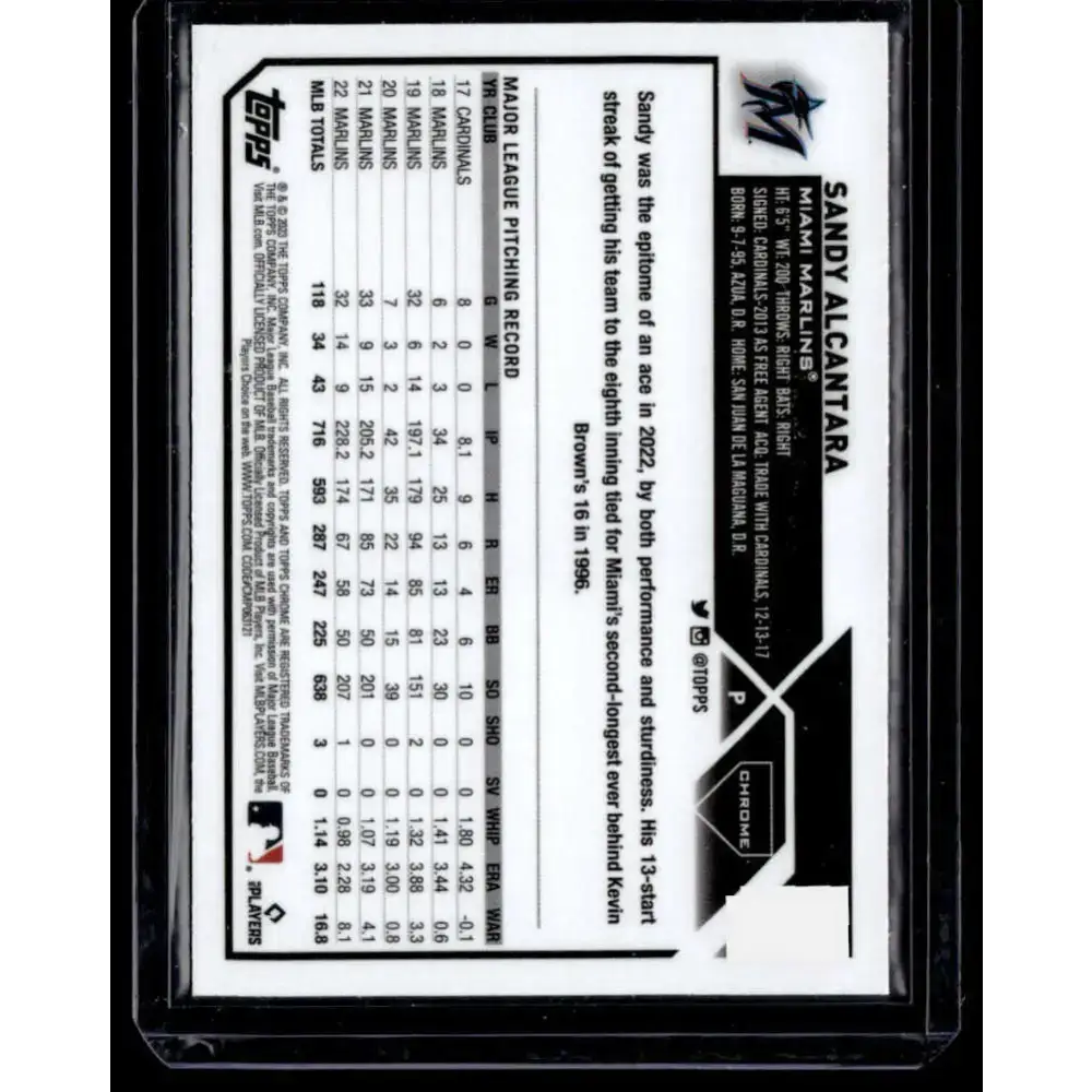 2023 Topps Chrome X-Fractor #74 Sandy Alcantara NM-MT Miami Marlins Baseball Card - Baseball Card Single