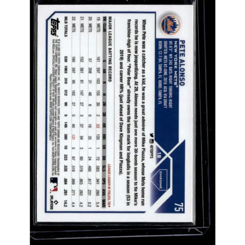 2023 Topps Chrome X-Fractor #75 Pete Alonso NM-MT New York Mets Baseball Card - Baseball Card Single