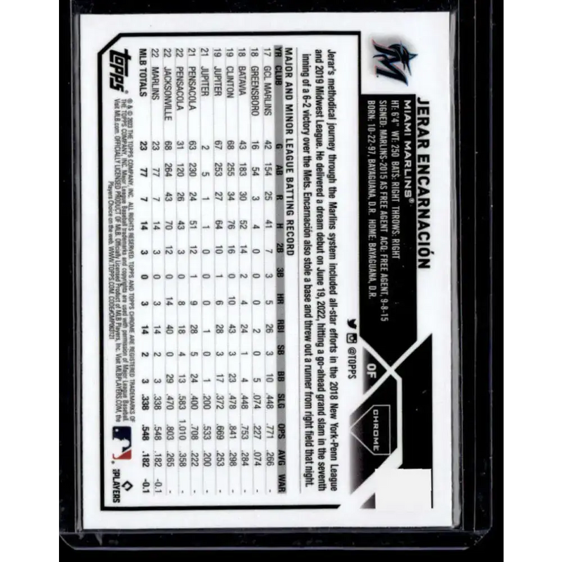 2023 Topps Chrome X-Fractor #78 Jerar Encarnacion NM-MT RC Rookie Miami Marlins Baseball Card - Baseball Card Single