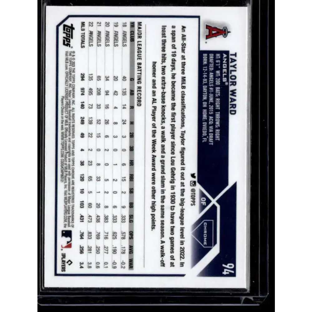2023 Topps Chrome X-Fractor #94 Taylor Ward NM-MT Los Angeles Angels Baseball Card - Baseball Card Single