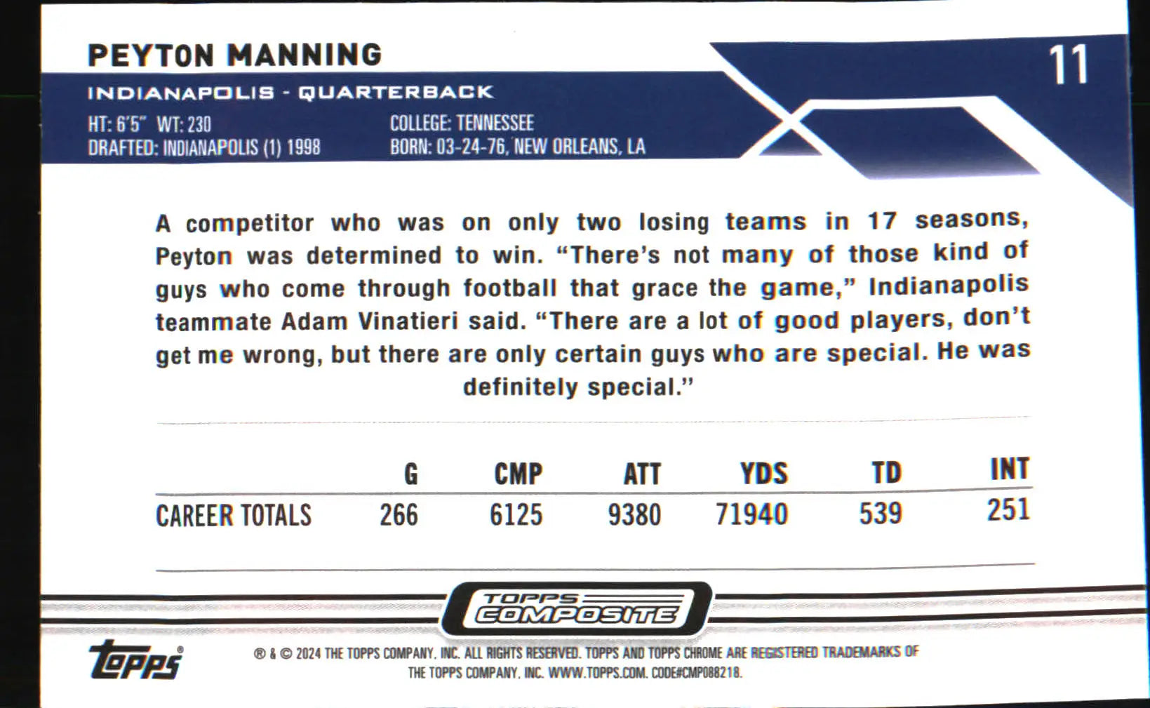 2023 Topps Composite #11 Peyton Manning - Football Card Single