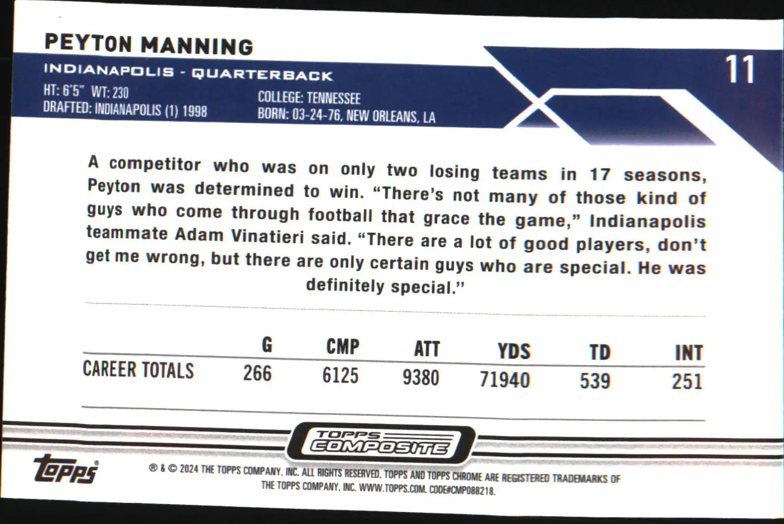 2023 Topps Composite #11 Peyton Manning - Football Card Single