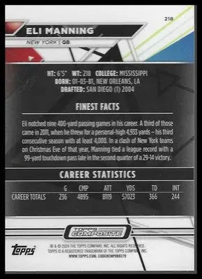 2023 Topps Composite #218 Topps Finest Eli Manning