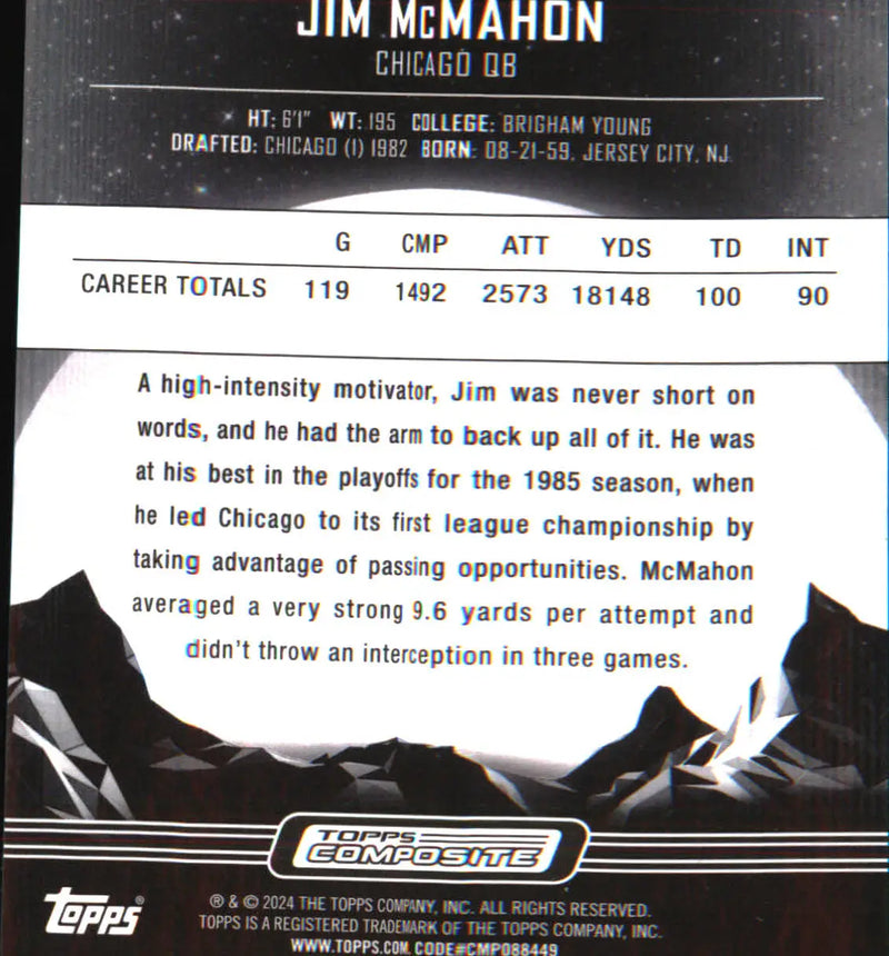 2023 Topps Composite Midnight #311 Jim McMahon - Football Card Single