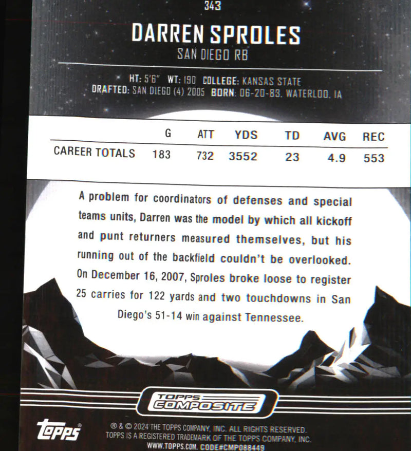 2023 Topps Composite Midnight #343 Darren Sproles - Football Card Single