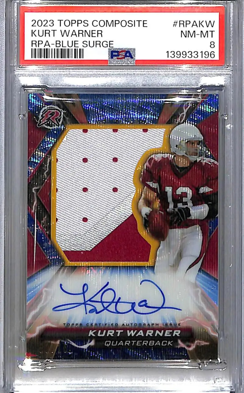 2023 Topps Composite Resurgence Blue Surge #RPA-KW Kurt Warner PSA 8 NM-MT MEM Auto 2/15 Arizona Cardinals