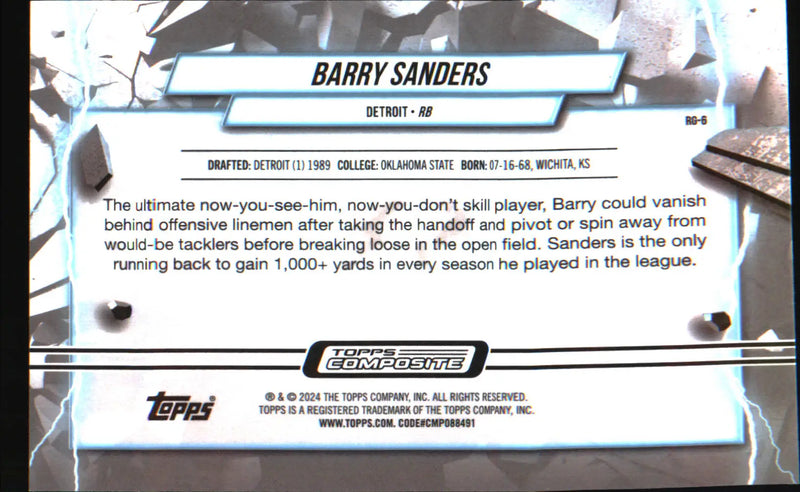 2023 Topps Composite Resurgence Grounded #RG-6 Barry Sanders - Football Card Single