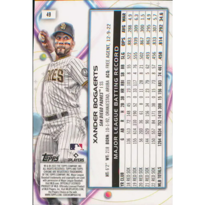 2023 Topps Cosmic Chrome #49 Xander Bogaerts NM-MT San Diego Padres Baseball Card - Baseball Card Single